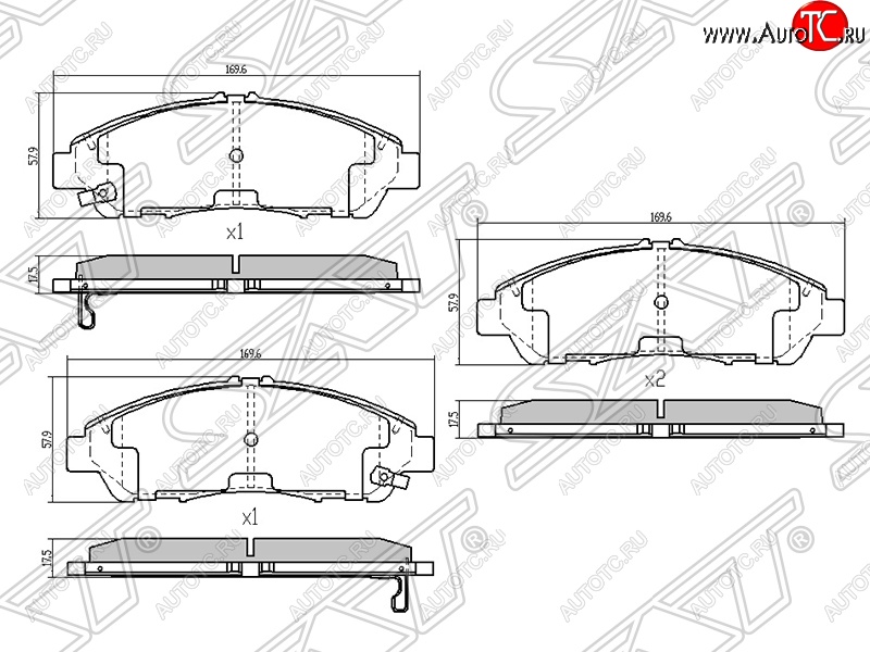 1 669 р. Передние тормозные колодки SAT  Acura MDX  YD2 (2006-2013) дорестайлинг, рестайлинг  с доставкой в г. Екатеринбург