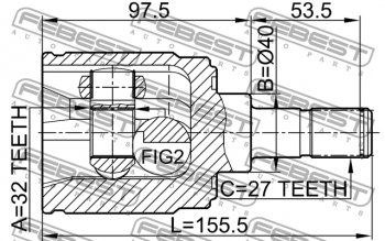 4 399 р. Правый шрус внутренний Febest (32X40X27) Honda Odyssey 1 (1994-1999)  с доставкой в г. Екатеринбург. Увеличить фотографию 4