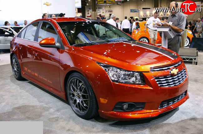 3 799 р. Накладка Z-Line на передний бампер Chevrolet Cruze J300 седан рестайлинг (2012-2015) (Неокрашенная)  с доставкой в г. Екатеринбург