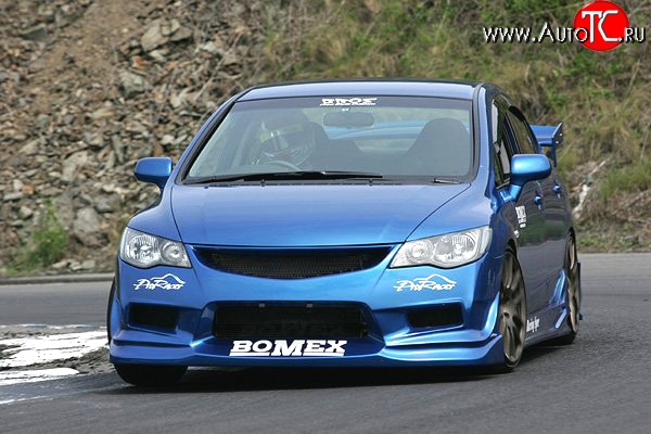 9 499 р. Передний бампер Bomex Style Honda Civic FD седан дорестайлинг (2005-2008) (Неокрашенный)  с доставкой в г. Екатеринбург