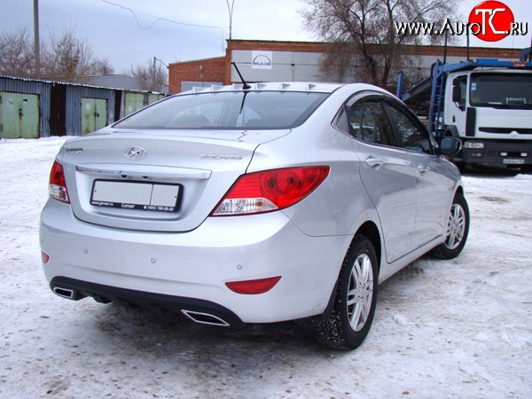 3 099 р. Диффузор заднего бампера Sport var №1  Hyundai Solaris  RBr (2010-2014) седан дорестайлинг (Неокрашенный (глянец под окраску))  с доставкой в г. Екатеринбург