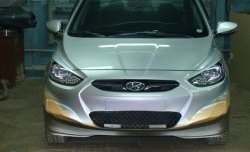 4 399 р. Накладка Sport на передний бампер Hyundai Solaris RBr хэтчбэк дорестайлинг (2010-2014) (Неокрашенная)  с доставкой в г. Екатеринбург. Увеличить фотографию 3