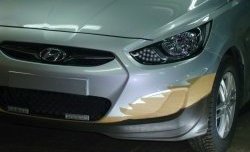 4 399 р. Накладка Sport на передний бампер Hyundai Solaris RBr хэтчбэк дорестайлинг (2010-2014) (Неокрашенная)  с доставкой в г. Екатеринбург. Увеличить фотографию 4