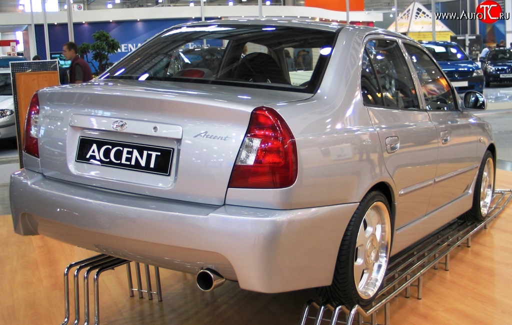 4 699 р. Задний бампер ATH-classic Hyundai Accent седан ТагАЗ (2001-2012) (Неокрашенный)  с доставкой в г. Екатеринбург