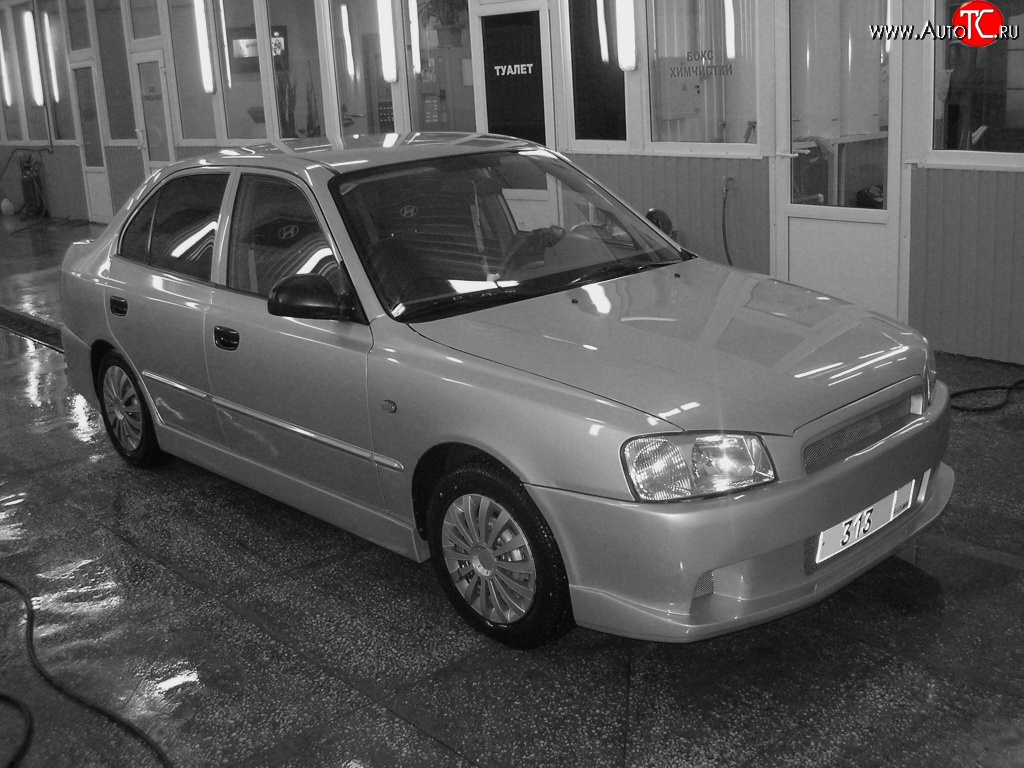 5 699 р. Передний бампер Classic Style Hyundai Accent седан ТагАЗ (2001-2012) (Неокрашенный)  с доставкой в г. Екатеринбург