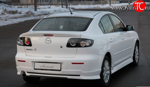 6 949 р. Накладка заднего бампера Sunset Mazda 3/Axela BK дорестайлинг седан (2003-2006) (Неокрашенная)  с доставкой в г. Екатеринбург