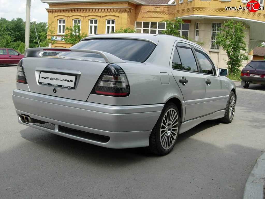 4 049 р. Накладка заднего бампера Rieger Mercedes-Benz C-Class W202 дорестайлинг седан (1993-1997)  с доставкой в г. Екатеринбург