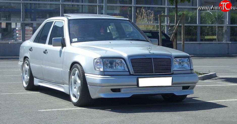 4 299 р. Накладка переднего бампера GT Dynamics Mercedes-Benz E-Class W124 седан дорестайлинг (1984-1993) (Неокрашенная)  с доставкой в г. Екатеринбург