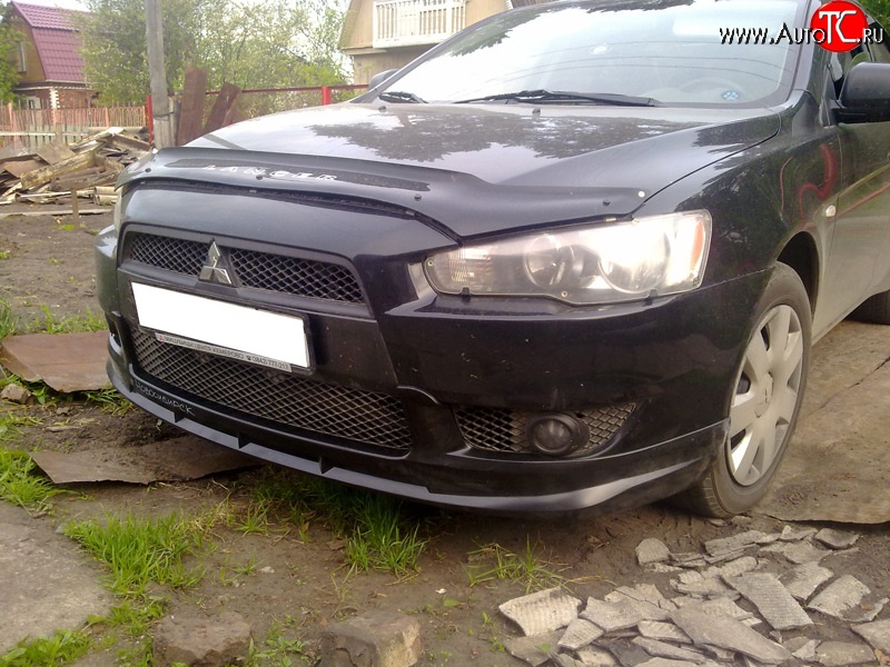 3 599 р. Накладка переднего бампера Elegance Mitsubishi Lancer 10 хэтчбэк дорестайлинг (2007-2010) (Неокрашенная)  с доставкой в г. Екатеринбург