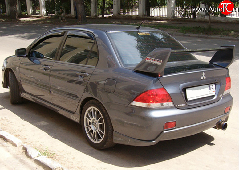 4 189 р. Накладка на задний бампер M-VRS Mitsubishi Lancer 9 2-ой рестайлинг седан (2005-2009) (Неокрашенная)  с доставкой в г. Екатеринбург