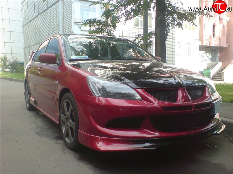 6 399 р. Накладка переднего бампера Evo Mitsubishi Lancer 9 1-ый рестайлинг универсал (2003-2005) (Неокрашенная)  с доставкой в г. Екатеринбург