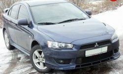 899 р. Вставка переднего бампера (зубатка) Evo  Mitsubishi Lancer  10 (2007-2017) седан дорестайлинг, хэтчбэк дорестайлинг, седан рестайлинг, хэтчбек 5 дв рестайлинг (Неокрашенная)  с доставкой в г. Екатеринбург. Увеличить фотографию 3