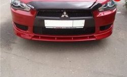 899 р. Вставка переднего бампера (зубатка) Evo  Mitsubishi Lancer  10 CY (2007-2017) седан дорестайлинг, хэтчбэк дорестайлинг, седан рестайлинг, хэтчбек 5 дв рестайлинг (Неокрашенная)  с доставкой в г. Екатеринбург. Увеличить фотографию 1