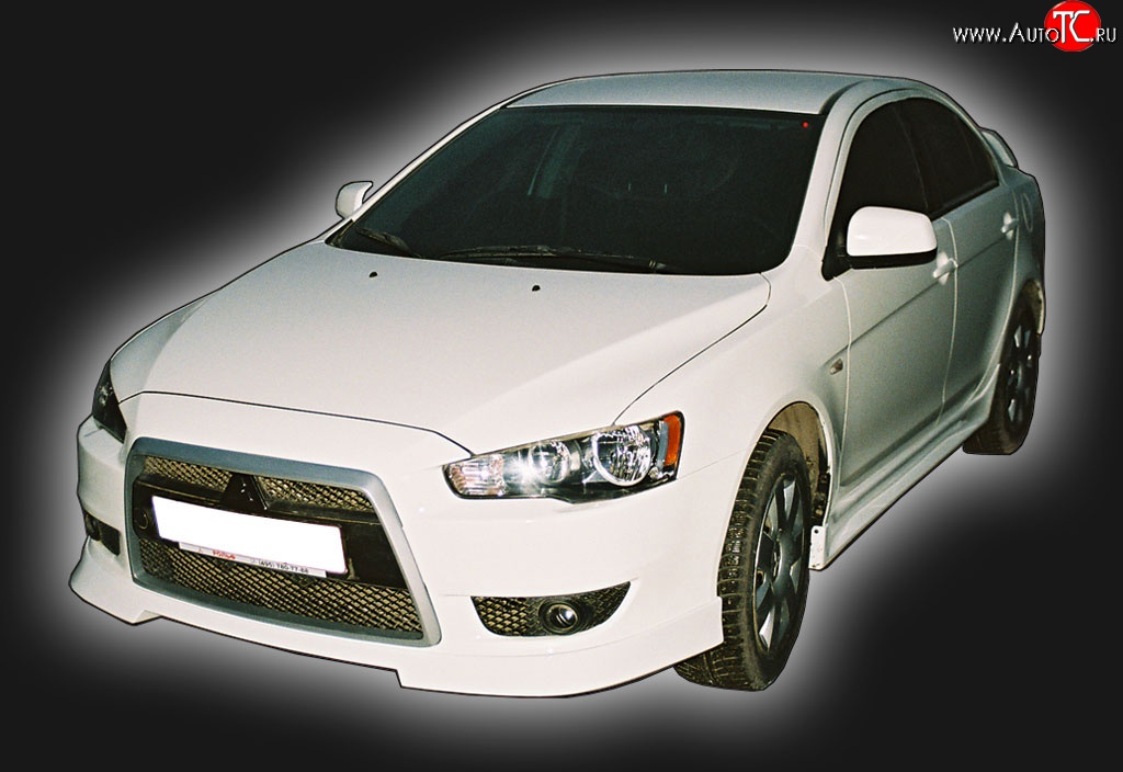 4 249 р. Накладка переднего бампера GT Dynamics Mitsubishi Lancer 10 хэтчбэк дорестайлинг (2007-2010) (Неокрашенная)  с доставкой в г. Екатеринбург