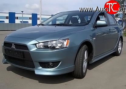 3 099 р. Клыки Evo на передний бампер автомобиля Mitsubishi Lancer 10 хэтчбэк дорестайлинг (2007-2010) (Неокрашенные)  с доставкой в г. Екатеринбург