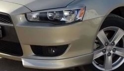 3 099 р. Клыки Evo на передний бампер автомобиля Mitsubishi Lancer 10 хэтчбэк дорестайлинг (2007-2010) (Неокрашенные)  с доставкой в г. Екатеринбург. Увеличить фотографию 2