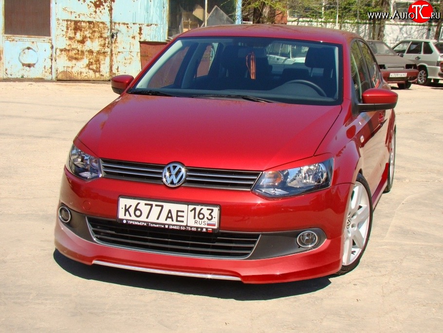 5 749 р. Накладка Racing на передний бампер  Volkswagen Polo  5 (2009-2015) седан дорестайлинг (Неокрашенная)  с доставкой в г. Екатеринбург