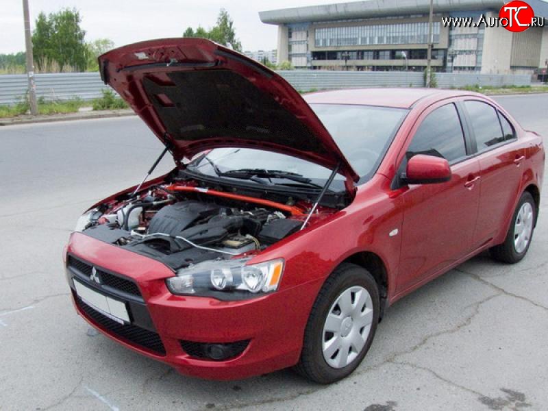 2 449 р. Упоры капота Sport Mitsubishi Lancer 10 хэтчбэк дорестайлинг (2007-2010)  с доставкой в г. Екатеринбург