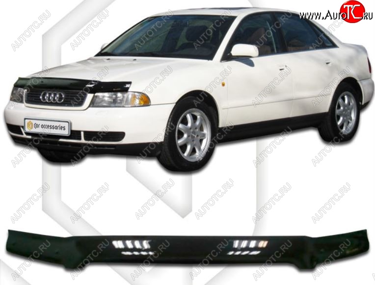 1 759 р. Дефлектор капота CA-Plastiс  Audi A4 ( B5 8D2 седан,  B5 8D5 универсал) (1996-2001) 1-ый рестайлинг, 1-ый рестайлинг, 2-ой рестайлинг, 2-ой рестайлинг (Classic черный, Без надписи)  с доставкой в г. Екатеринбург