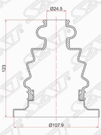 Пыльник ШРУСа SAT (внутренний, 2 хомута, резина) Audi (Ауди) A4 (А4) ( B5 8D2 седан,  B5 8D5 универсал) (1994-2001), Volkswagen (Волксваген) Passat (Пассат)  B5 (1996-2000)