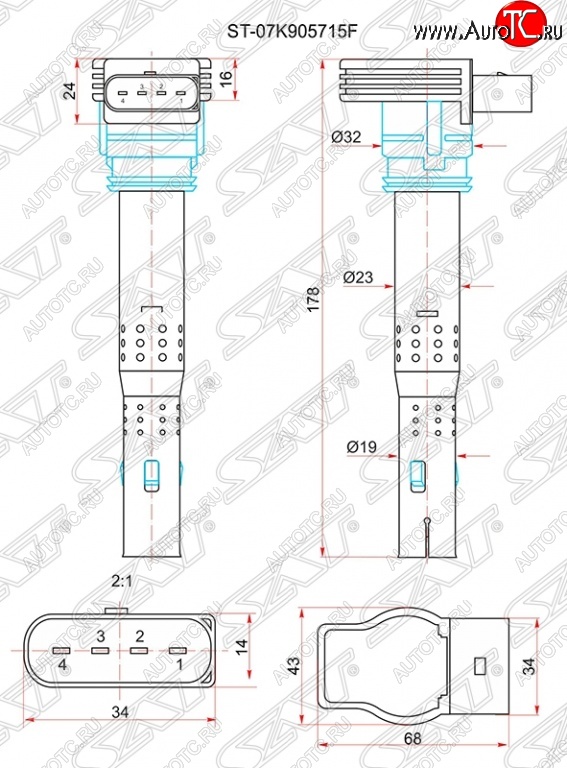 1 499 р. Катушка зажигания SAT  Audi A1 (8X1 хэтчбэк 3 дв.), A3 (8VS седан,  8VA хэтчбэк 5 дв.,  8V1), A6 (C7), Q5 (8R), Skoda Octavia (A5,  A7), Superb (B6 (3T),  B6 (3T5),  (B6) 3T), Volkswagen Passat (B5,  B7), Tiguan (NF)  с доставкой в г. Екатеринбург