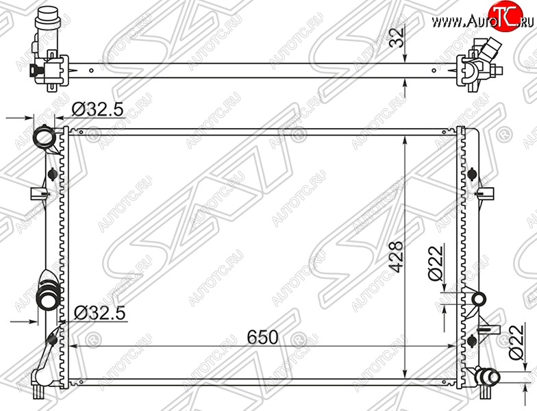 8 599 р. Радиатор двигателя SAT (пластинчатый) Audi A3 8PA хэтчбэк 5 дв. дорестайлинг (2003-2005)  с доставкой в г. Екатеринбург