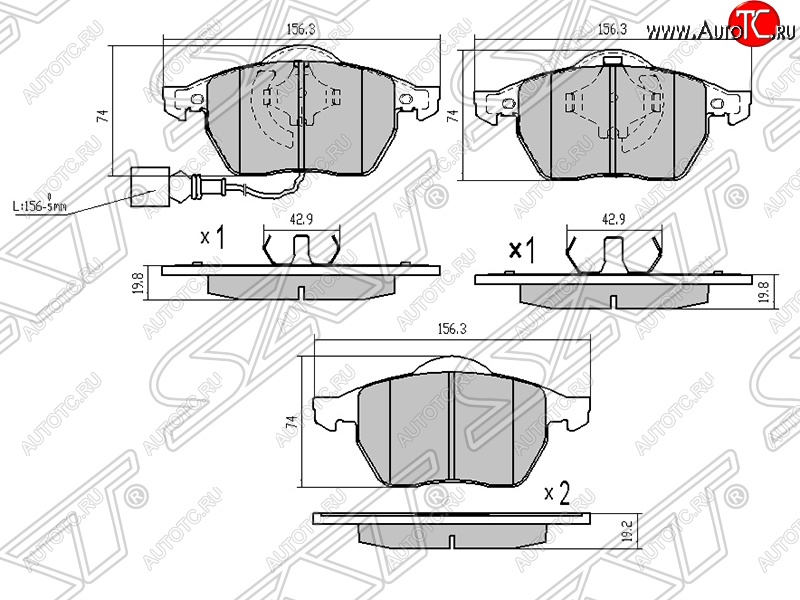 1 479 р. Передние тормозные колодки SAT  Audi A3 ( 8LA хэтчбэк 5 дв.,  8L1 хэтчбэк 3 дв.) - TT  8N  с доставкой в г. Екатеринбург