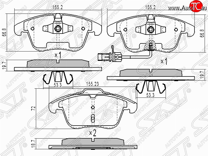 1 779 р. Колодки тормозные передние SAT  Audi A4  B7 - A6  C6  с доставкой в г. Екатеринбург