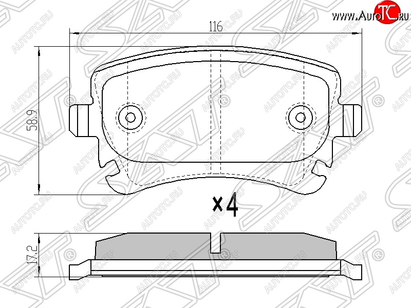 1 279 р. Колодки тормозные SAT (задние)  Audi A4 (B6), A6 (C6), A8 (D3,  D4), Volkswagen Caravelle (T5), Transporter (T5)  с доставкой в г. Екатеринбург