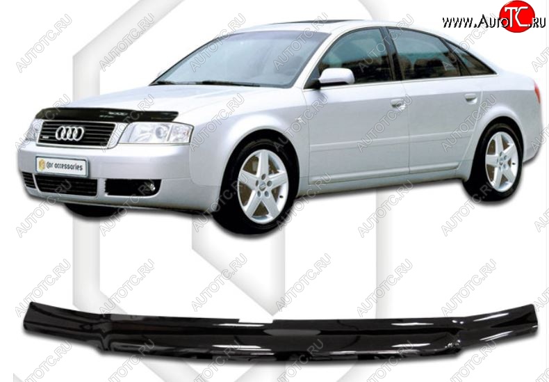 1 759 р. Дефлектор капота CA-Plastiс  Audi A6  C5 (1997-2004) дорестайлинг, седан, рестайлинг, седан (Classic черный, Без надписи)  с доставкой в г. Екатеринбург