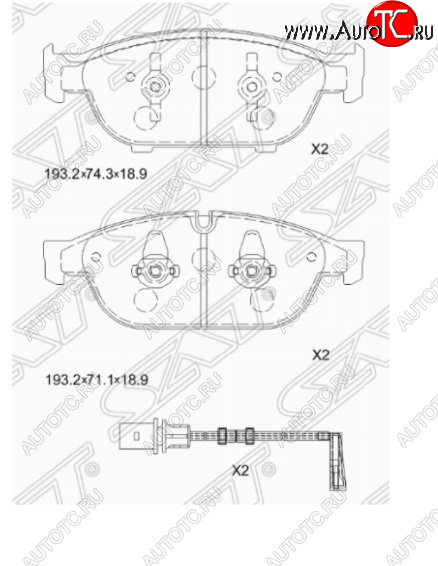 3 179 р. Комплект передних тормозных колодок SAT (Китай)  Audi A6  C7 - A8  D4  с доставкой в г. Екатеринбург