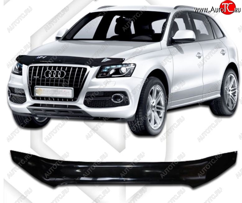 2 159 р. Дефлектор капота CA-Plastic  Audi Q5  8R (2008-2012) дорестайлинг (Classic черный, Без надписи)  с доставкой в г. Екатеринбург