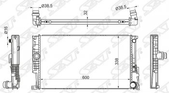 Радиатор двигателя SAT (пластинчатый, 300х338х32 мм)  1 серия ( F21,  F20), 3 серия ( F34,  F30), 4 серия  F32