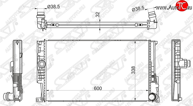 7 399 р. Радиатор двигателя SAT (пластинчатый, 600х338х32 мм)  BMW 1 серия ( F21,  F20) - 4 серия  F32  с доставкой в г. Екатеринбург