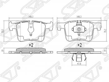 Колодки тормозные SAT (передние, Китай) BMW 1 серия (F21,  F20), 2 серия (F22), 3 серия (F34,  F30,  F31), 4 серия (F32,  F36), X3 (F25)