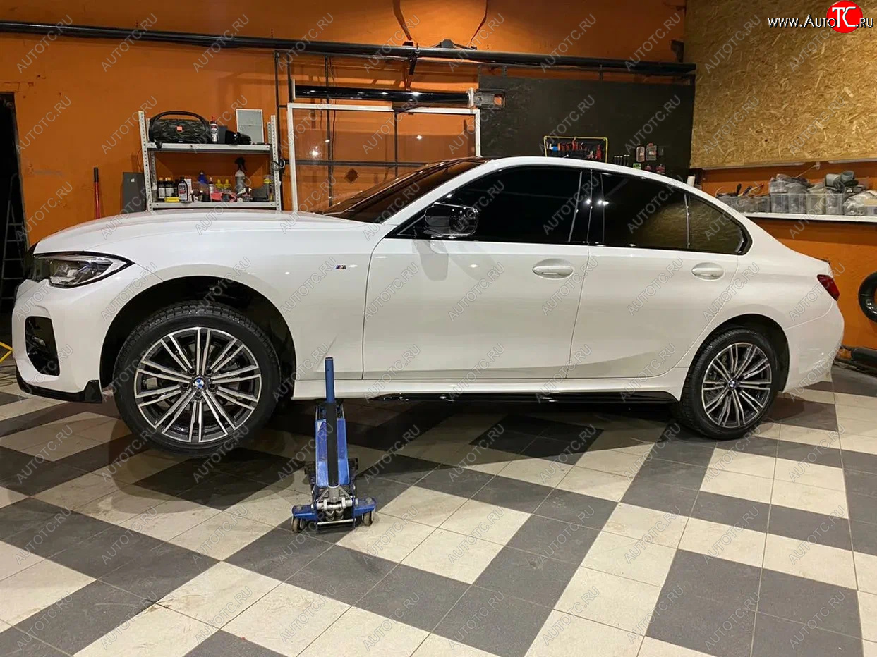 11 499 р. Пластиковые накладки M порогов  BMW 3 серия  G20 (2018-2022) седан (цвет: черный глянец)  с доставкой в г. Екатеринбург