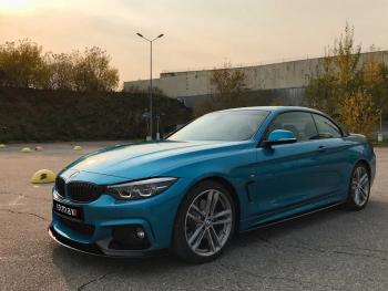 12 999 р. Сплиттер переднего бампера М-Perfomance  BMW 4 серия ( F32,  F36) (2013-2020) купе дорестайлинг, лифтбэк дорестайлинг, купе рестайлинг, лифтбэк рестайлинг (цвет: черный матовый)  с доставкой в г. Екатеринбург. Увеличить фотографию 3