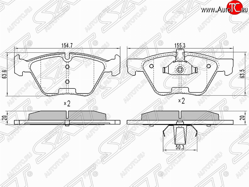 1 439 р. Колодки тормозные SAT (передние) BMW 5 серия E60 седан дорестайлинг (2003-2007)  с доставкой в г. Екатеринбург