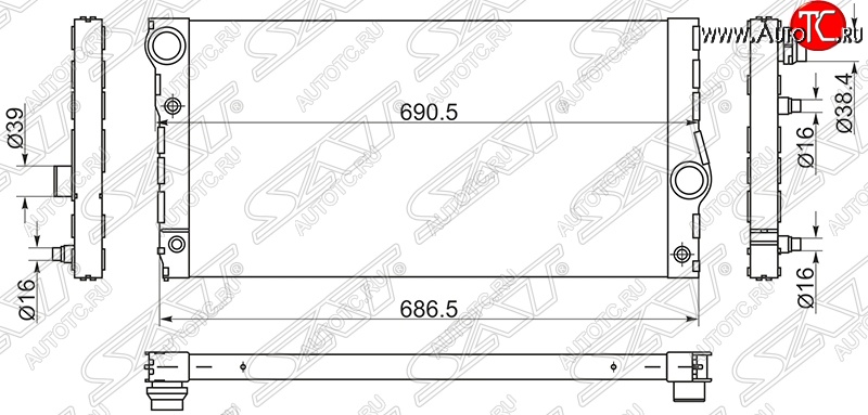 10 999 р. Радиатор двигателя SAT (пластинчатый)  BMW 5 серия ( F11,  F10) - 7 серия  F01-F04  с доставкой в г. Екатеринбург