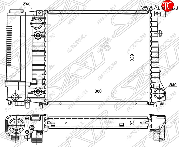 5 999 р. Радиатор двигателя SAT (трубчатый, 1.6/1.8)  BMW 3 серия  E30 (1982-1991) седан  с доставкой в г. Екатеринбург