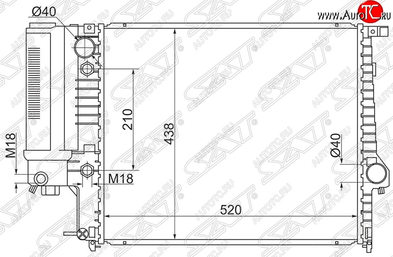 9 499 р. Радиатор двигателя SAT (пластинчатый, 1.8/2.0/2.5)  BMW 5 серия  E34 (1988-1994) седан дорестайлинг  с доставкой в г. Екатеринбург