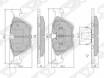 Колодки тормозные SAT (передние) BMW X3 E83 (2003-2009)