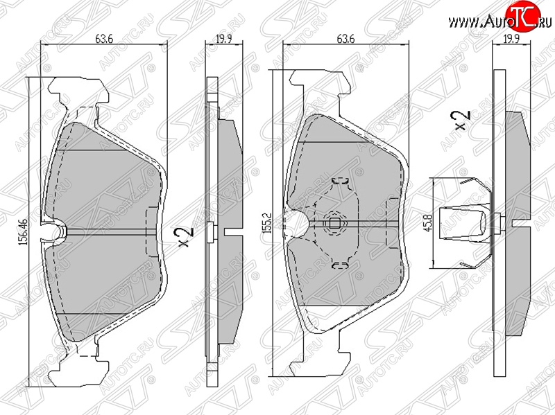 1 189 р. Колодки тормозные SAT (передние) BMW X3 E83 (2003-2009)  с доставкой в г. Екатеринбург