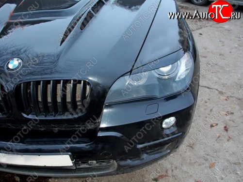 1 299 р. Реснички на фары Tuning-Sport  BMW X5  E70 (2006-2013) дорестайлинг, рестайлинг (Неокрашенные)  с доставкой в г. Екатеринбург