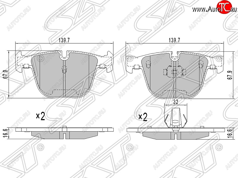 1 289 р. Колодки тормозные SAT (задние) BMW 3 серия E90 седан дорестайлинг (2004-2008)  с доставкой в г. Екатеринбург