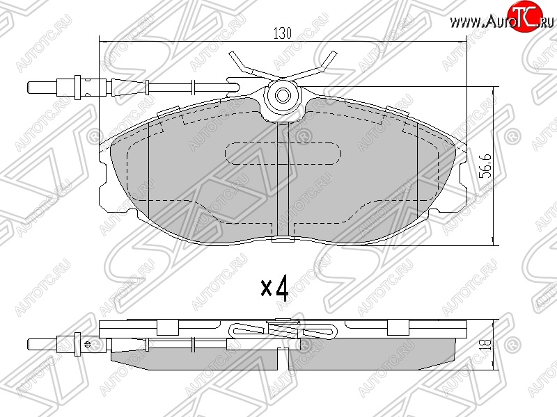 1 789 р. Колодки тормозные SAT (передние) CITROEN Xsara N1 хэтчбэк 5 дв. 2-ой рестайлинг (2003-2005)  с доставкой в г. Екатеринбург