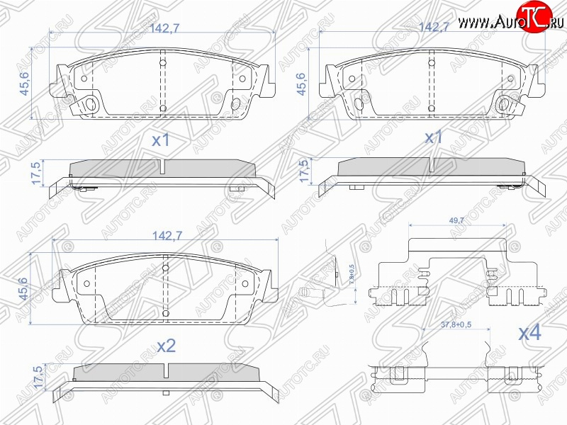 1 149 р. Комплект тормозных колодок SAT (задние)  Cadillac Escalade  GMT926 джип 5 дв. (2006-2014), Chevrolet Tahoe  GMT900 (2006-2013)  с доставкой в г. Екатеринбург