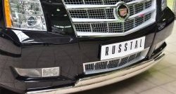 25 999 р. Защита переднего бампера (2 трубыØ75х42 мм, нержавейка) Russtal Cadillac Escalade GMT926 джип 5 дв. короткая база (2006-2014)  с доставкой в г. Екатеринбург. Увеличить фотографию 2