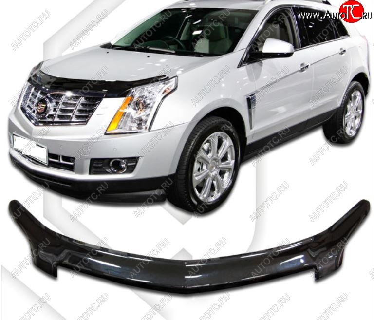 2 199 р. Дефлектор капота CA-Plastiс  Cadillac SRX (2010-2012) дорестайлинг (Classic черный, Без надписи)  с доставкой в г. Екатеринбург