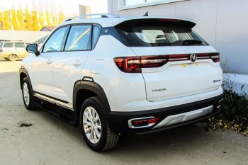 Защита заднего бампера Slitkoff (d42) Changan (Чанган) CS35 Plus (ЦС35) (2018-2022) дорестайлинг  (Сталь с полимерным покрытием. Цвет: чёрный)